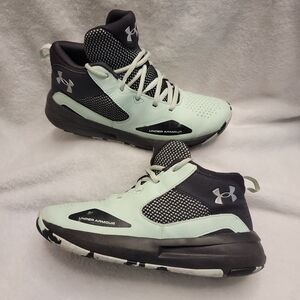 Under Armour Big Kids Boys Lockdown 5 Light Blue High Top Basketball Shoes Sz 7Y